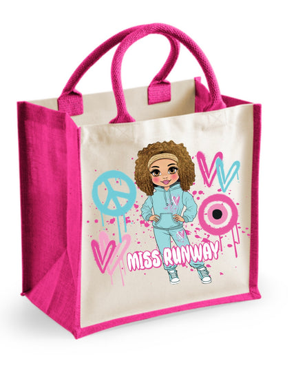 Miss Runway Doll Pink Heart Design Tote