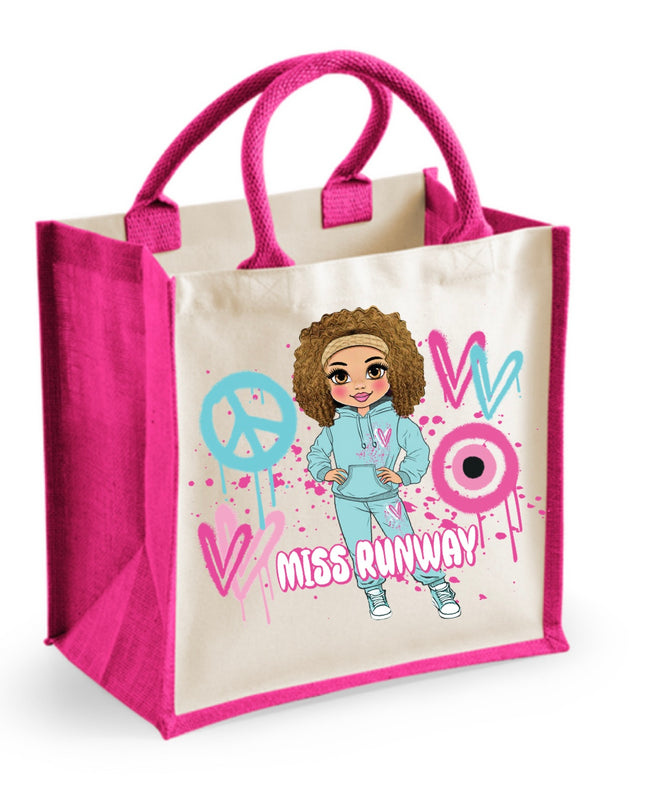 Miss Runway Doll Pink Heart Design Tote