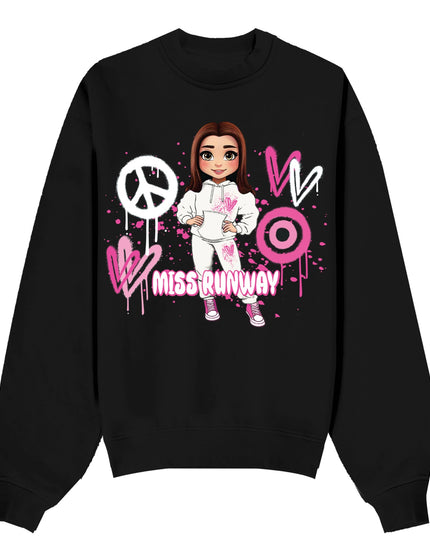 Miss Runway Doll Sweatshirt Pink Heart Design