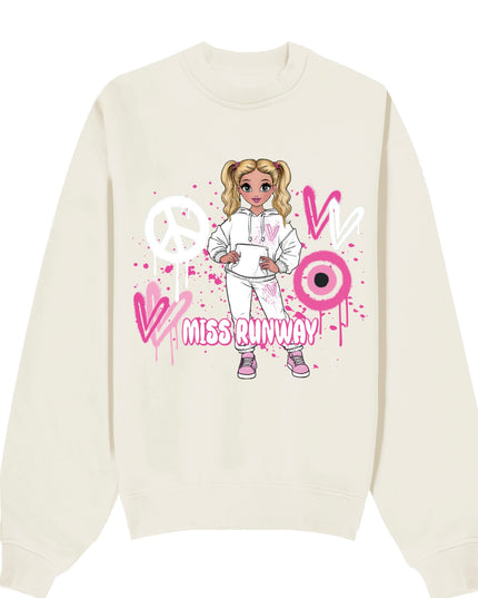 Miss Runway Doll Sweatshirt Pink Heart Design