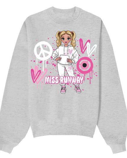 Miss Runway Doll Sweatshirt Pink Heart Design