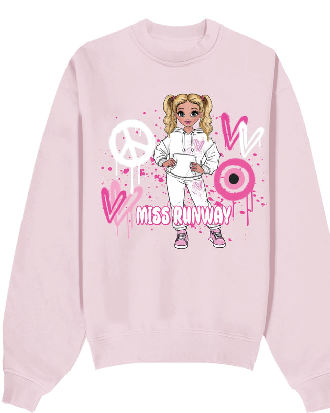 Miss Runway Doll Sweatshirt Pink Heart Design
