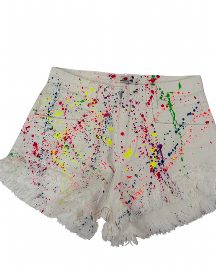 Multi Colour Evil Eye Spray Painted Denim Shorts Adults