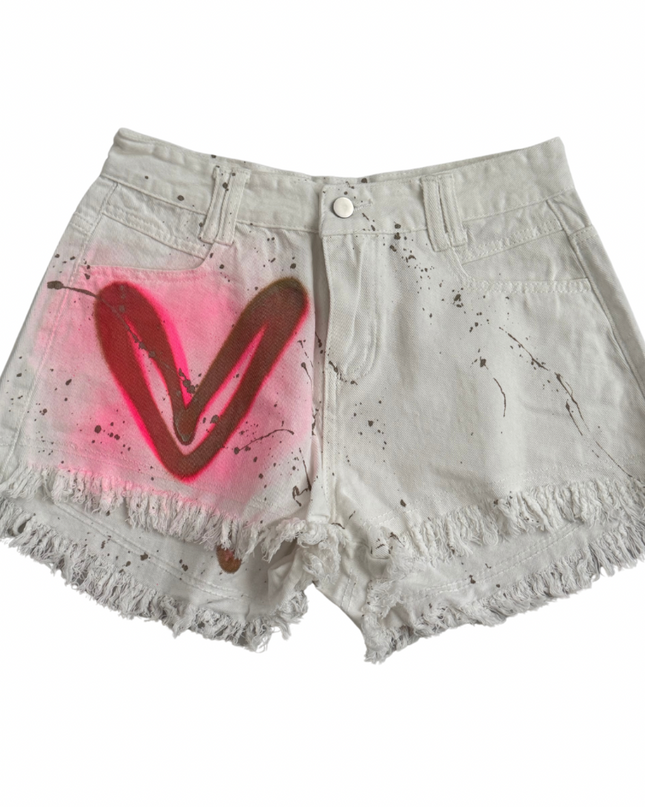Life Is Good Spray Painted Denim Shorts Adults