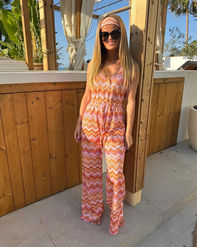 Pink & Orange Zig Zag Beach Trouser