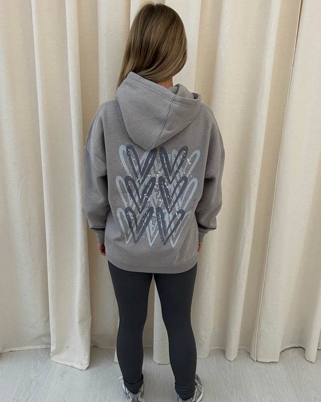 Grey Heart Printed Hoodie & Leggings Adults