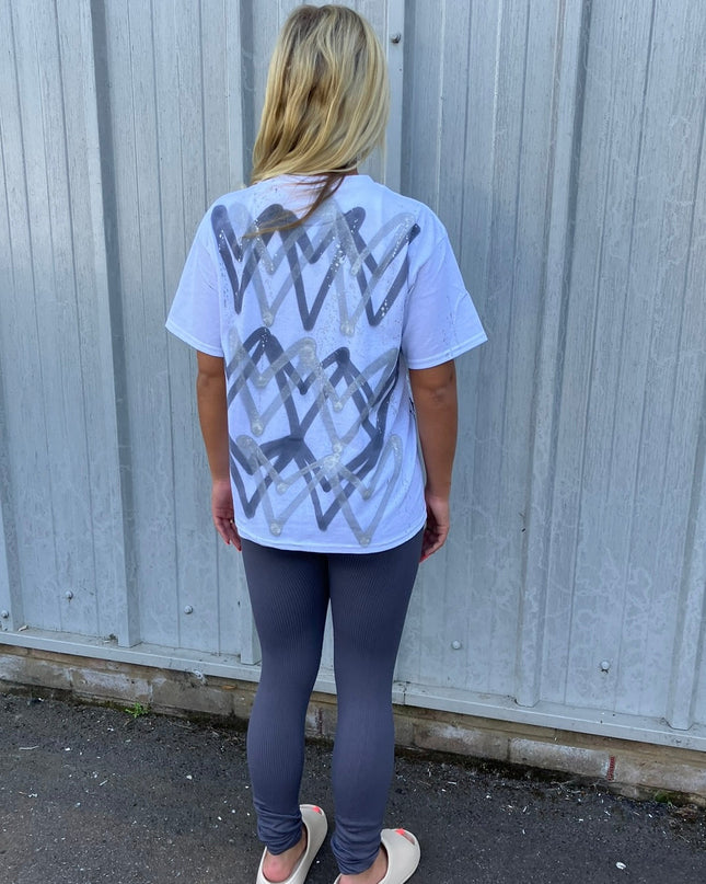 Charcoal/Silver Hearts Spray Painted T-shirt Adult