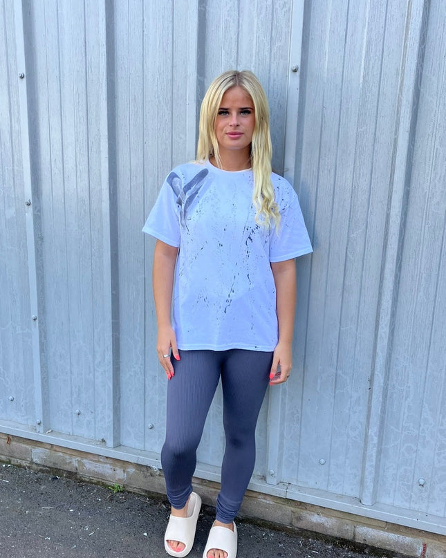 Charcoal/Silver Hearts Spray Painted T-shirt Adult