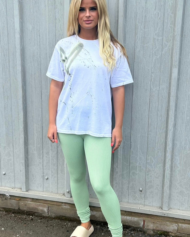 Sage Green Hearts Spray Painted T-shirt Adult