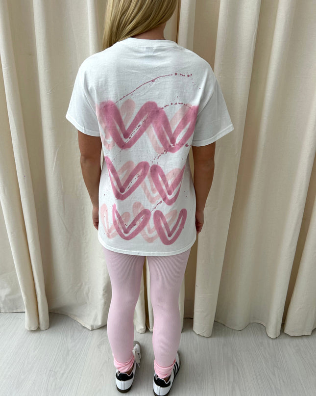Pink Hearts Spray Painted T-shirt Adult