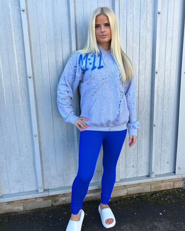 11:11 Grey Spray Painted Hoodie Adults