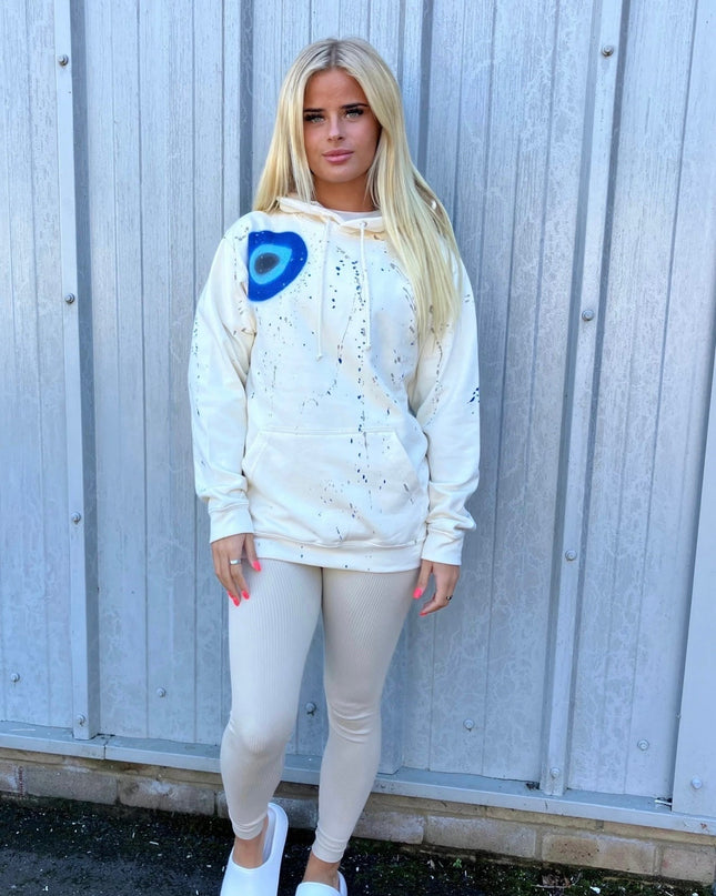 11:11 Peace, Love Cream Spray Painted Hoodie Adults