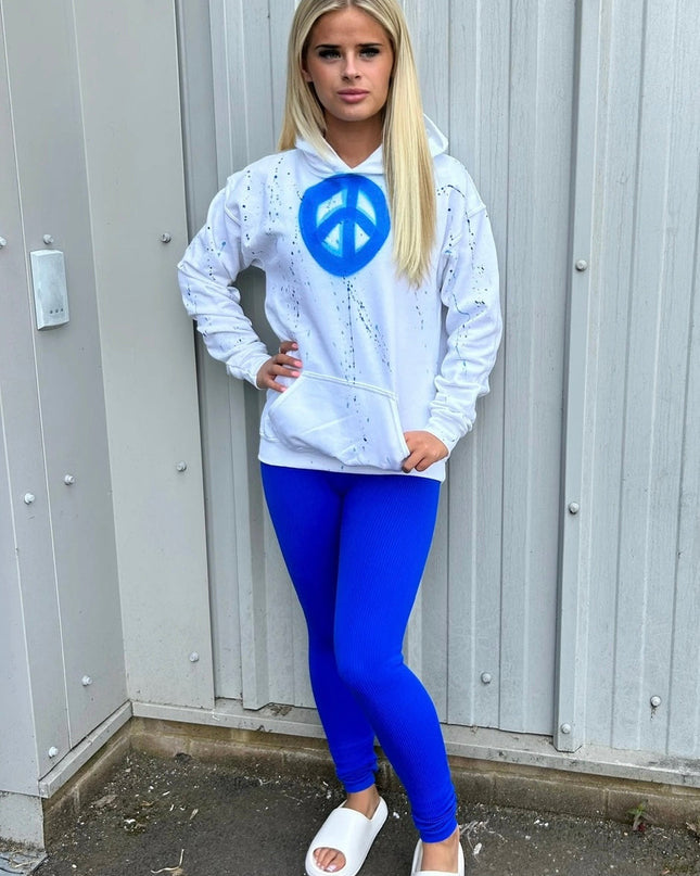 Blue Peace Spray Painted Hoodie Adults