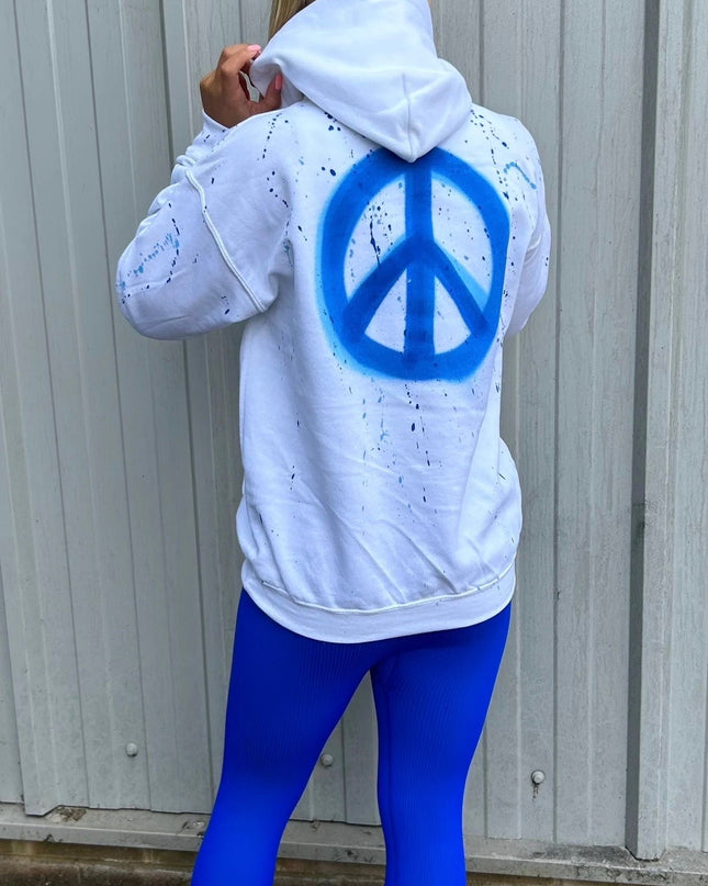 Blue Peace Spray Painted Hoodie Adults