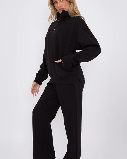 1/2 Zip Top & Jogger Fleece Co-Ord Black