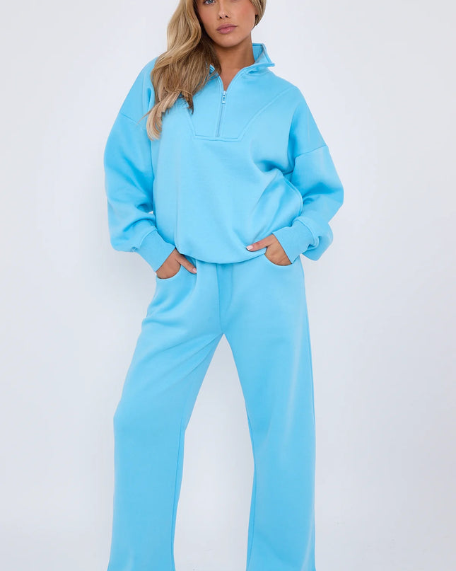 1/2 Zip Top & Jogger Fleece Co-Ord Blue