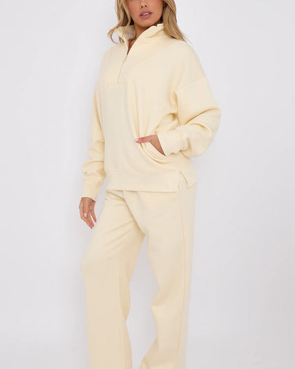 1/2 Zip Top & Jogger Fleece Co-Ord Cream