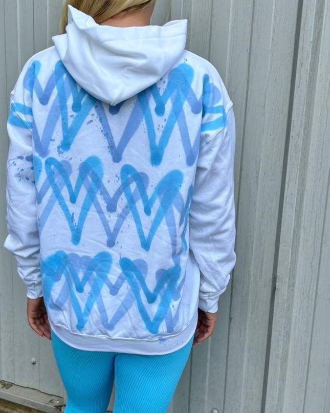 Blue Hearts Spray Painted Hoodie Kids