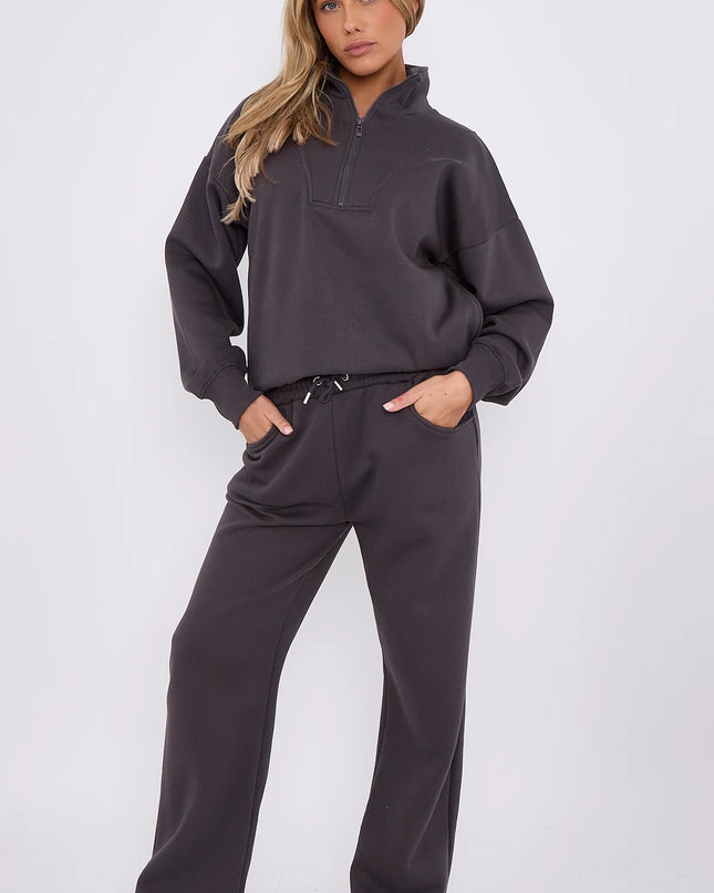 1/2 Zip Top & Jogger Fleece Co-Ord Charcoal