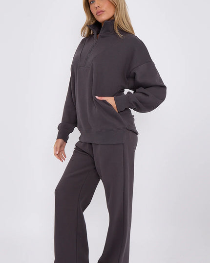1/2 Zip Top & Jogger Fleece Co-Ord Charcoal