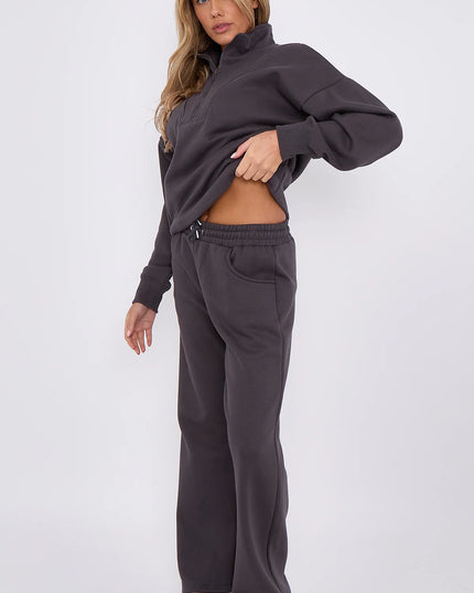 1/2 Zip Top & Jogger Fleece Co-Ord Charcoal