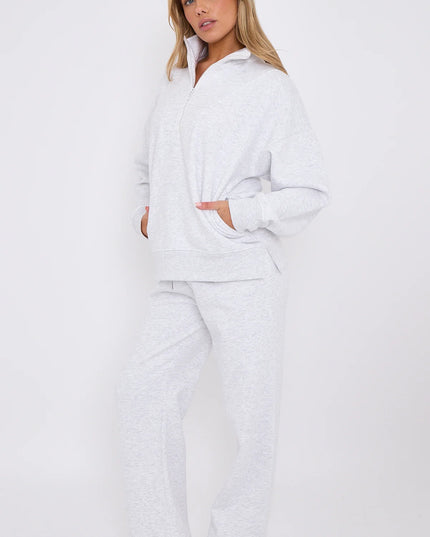 1/2 Zip Top & Jogger Fleece Co-Ord Ash Grey