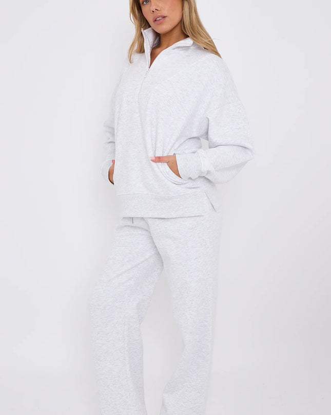 1/2 Zip Top & Jogger Fleece Co-Ord Ash Grey