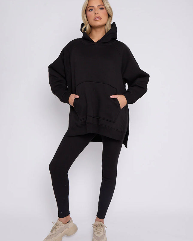 Oversized Split Sides Hoodie & Legging Co-Ord Black