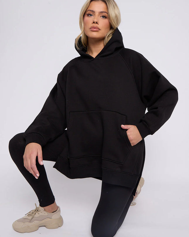 Oversized Split Sides Hoodie & Legging Co-Ord Black
