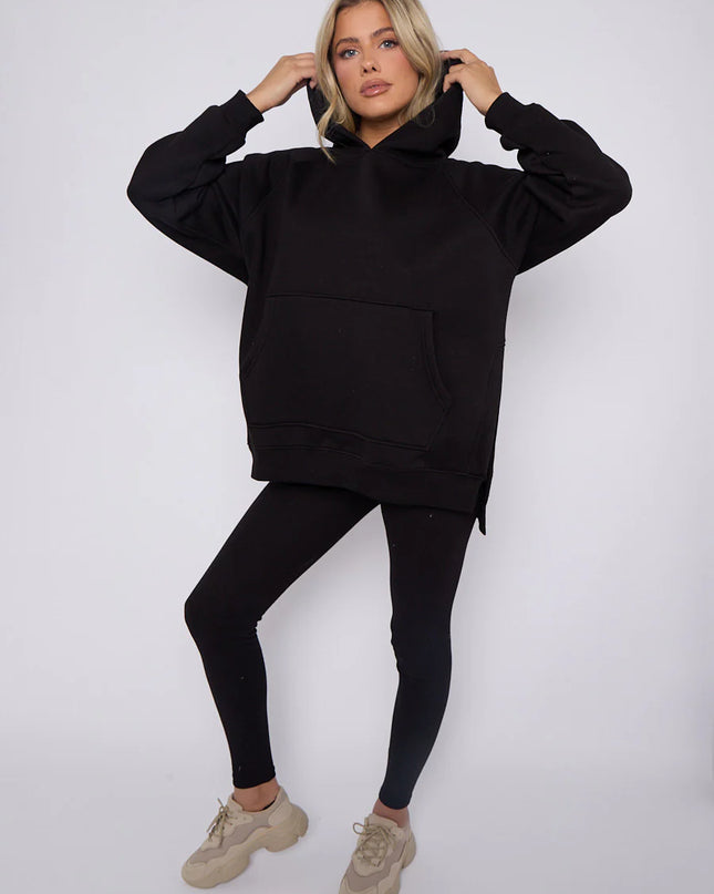 Oversized Split Sides Hoodie & Legging Co-Ord Black