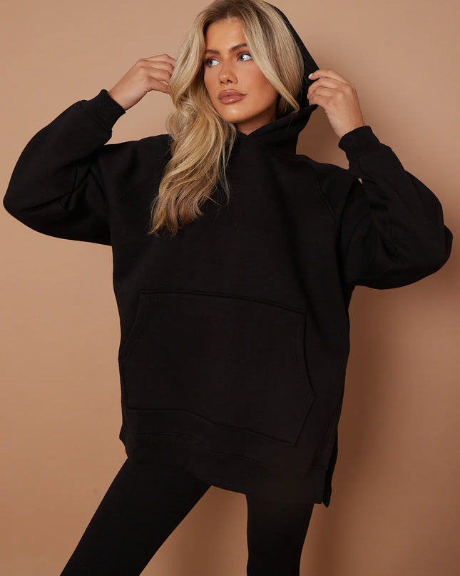 Oversized Split Sides Hoodie & Legging Co-Ord Black