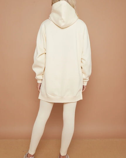 Oversized Split Sides Hoodie & Legging Co-Ord Cream