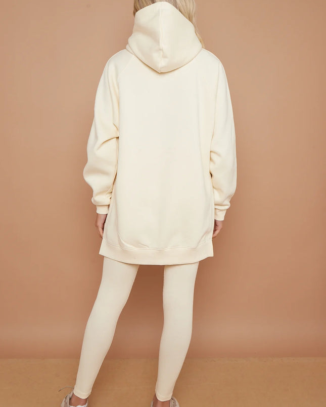 Oversized Split Sides Hoodie & Legging Co-Ord Cream