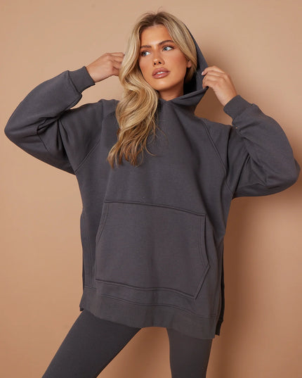 Oversized Split Sides Hoodie & Legging Co-Ord Charcoal