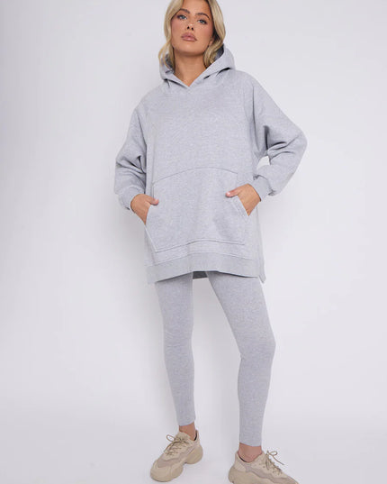 Oversized Split Sides Hoodie & Legging Co-Ord Grey