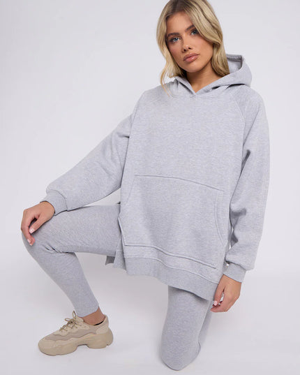 Oversized Split Sides Hoodie & Legging Co-Ord Grey