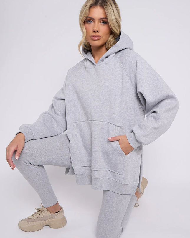 Oversized Split Sides Hoodie & Legging Co-Ord Grey