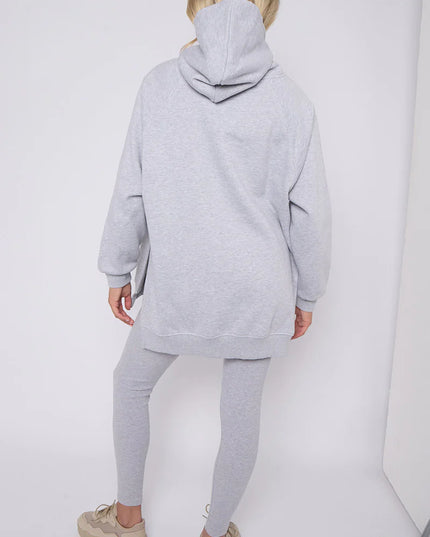 Oversized Split Sides Hoodie & Legging Co-Ord Grey