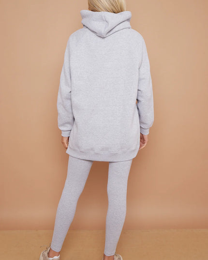 Oversized Split Sides Hoodie & Legging Co-Ord Grey