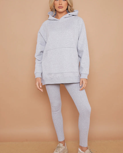 Oversized Split Sides Hoodie & Legging Co-Ord Grey