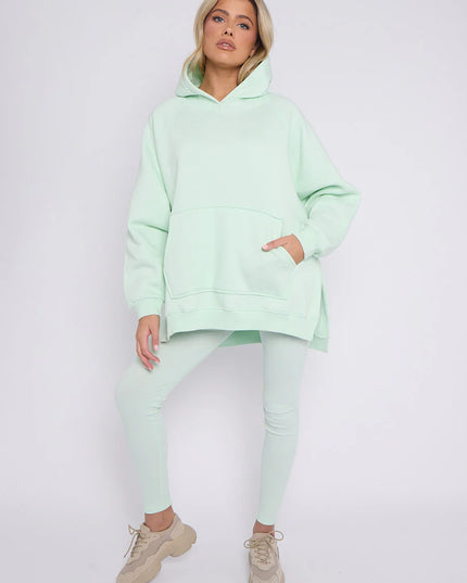 Oversized Split Sides Hoodie & Legging Co-Ord Mint