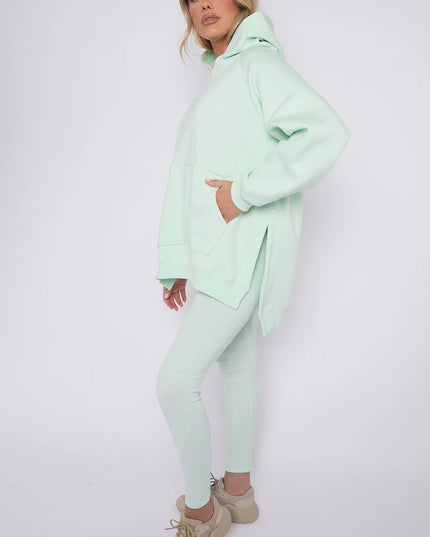 Oversized Split Sides Hoodie & Legging Co-Ord Mint