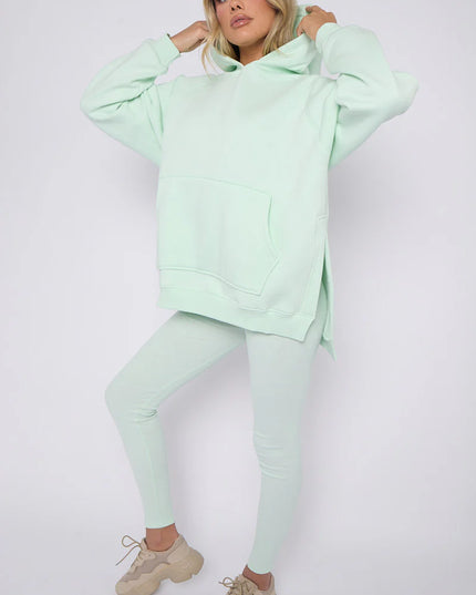 Oversized Split Sides Hoodie & Legging Co-Ord Mint