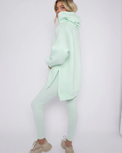 Oversized Split Sides Hoodie & Legging Co-Ord Mint