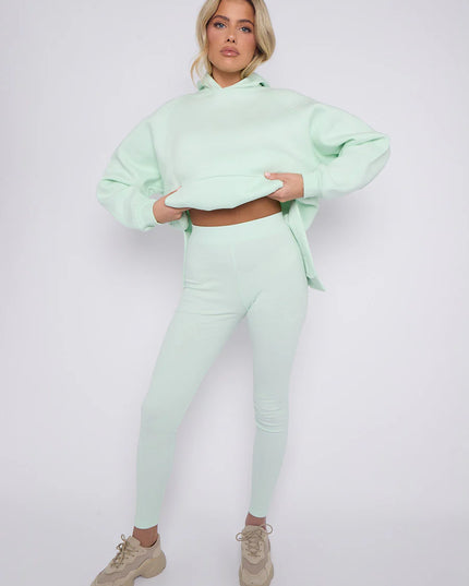 Oversized Split Sides Hoodie & Legging Co-Ord Mint