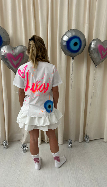 Spray Painted Personalised Leavers Shirt