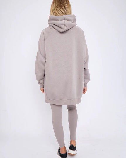 Oversized Split Sides Hoodie & Legging Co-Ord Dove Grey