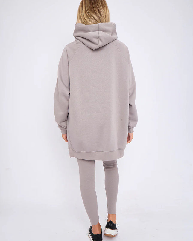 Oversized Split Sides Hoodie & Legging Co-Ord Dove Grey