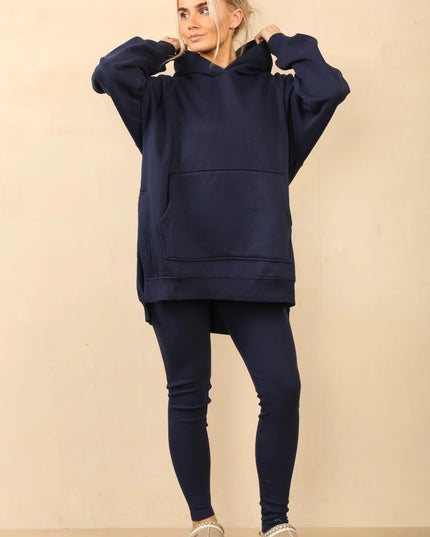 Oversized Split Sides Hoodie & Legging Co-Ord Navy