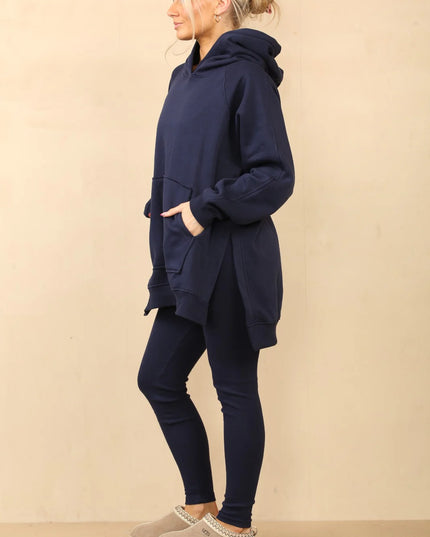 Oversized Split Sides Hoodie & Legging Co-Ord Navy